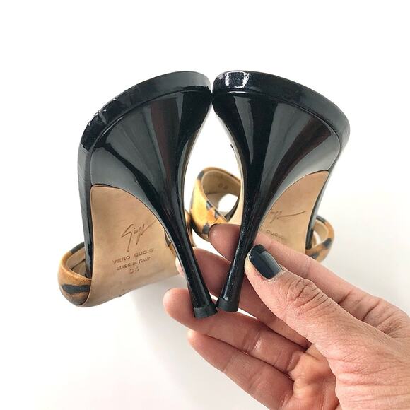 Giuseppe Zanotti Retro Vintage Animal Print Slip On Heeled Mules Sandals 36 - Picture 8 of 11
